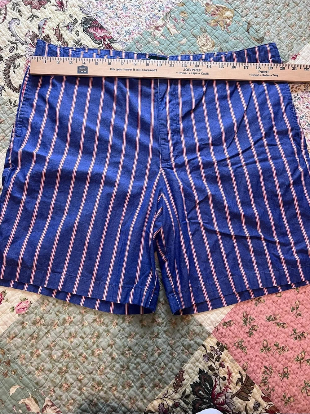 Vintage 90s J. Crew Striped Cotton Shorts Blue Pink White Size L